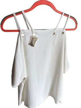 Ramy Brook Justine Cold Shoulder Top White Grommet Detail Size Medium NWT